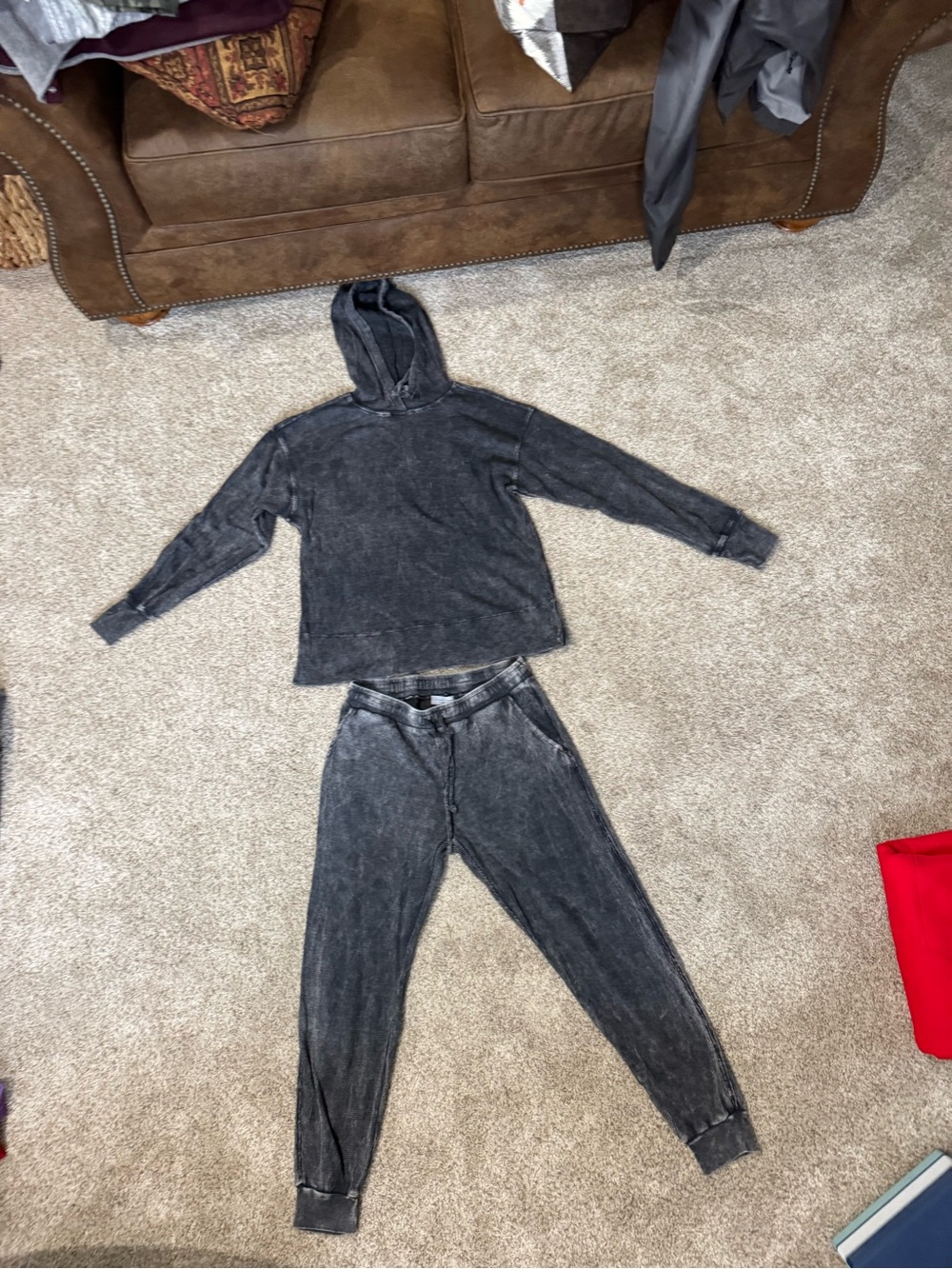 Michael Stars Kids Black Mineral-Wash Hoodie & Joggers Set